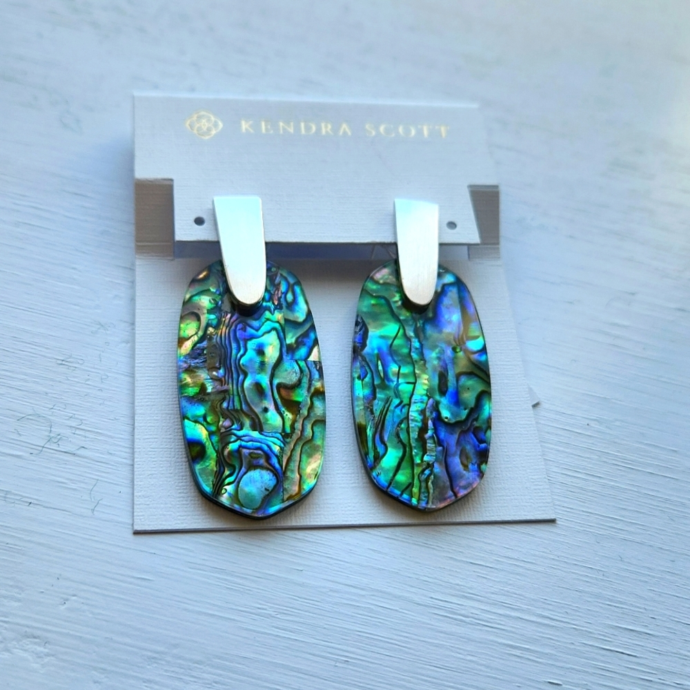 Kendra Scott ● Aragon Silver Abalone Drop Earrings - Picture 3 of 5